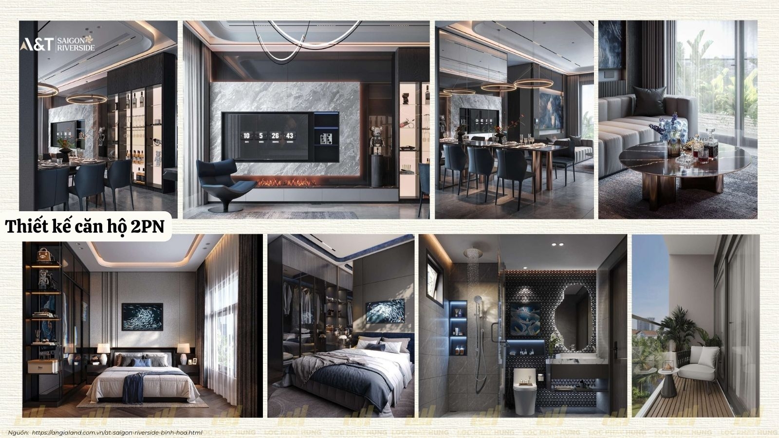 Nhà Mẫu Loại 2PN Dự án Căn Hộ Chung Cư A&T Saigon Riverside phường Bình Hòa