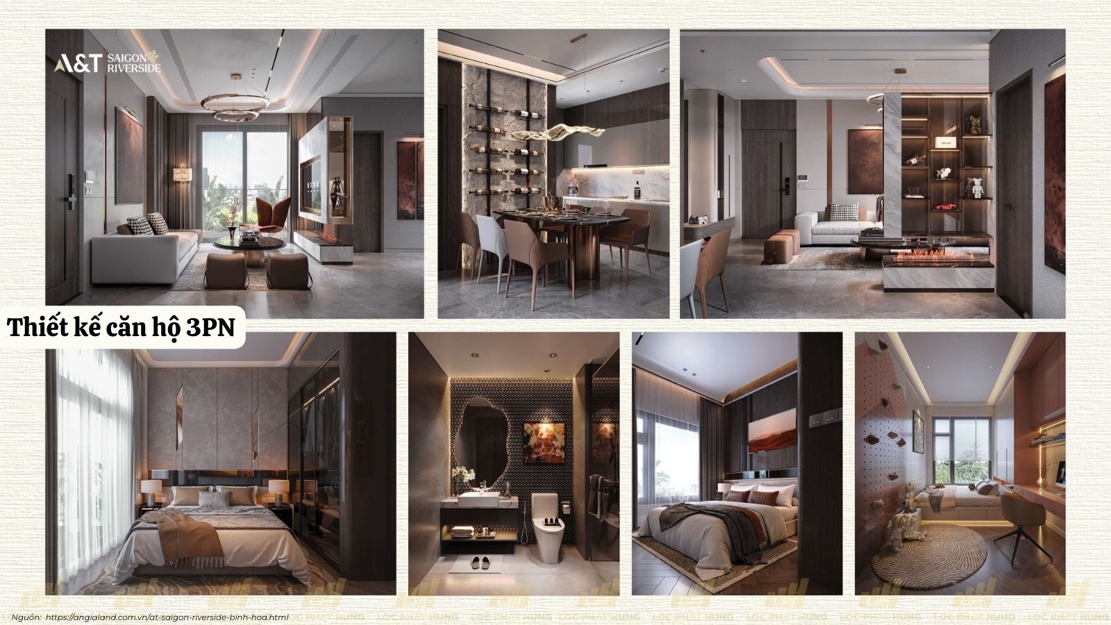 Nhà Mẫu Loại 3PN Dự án Căn Hộ Chung Cư A&T Saigon Riverside phường Bình Hòa