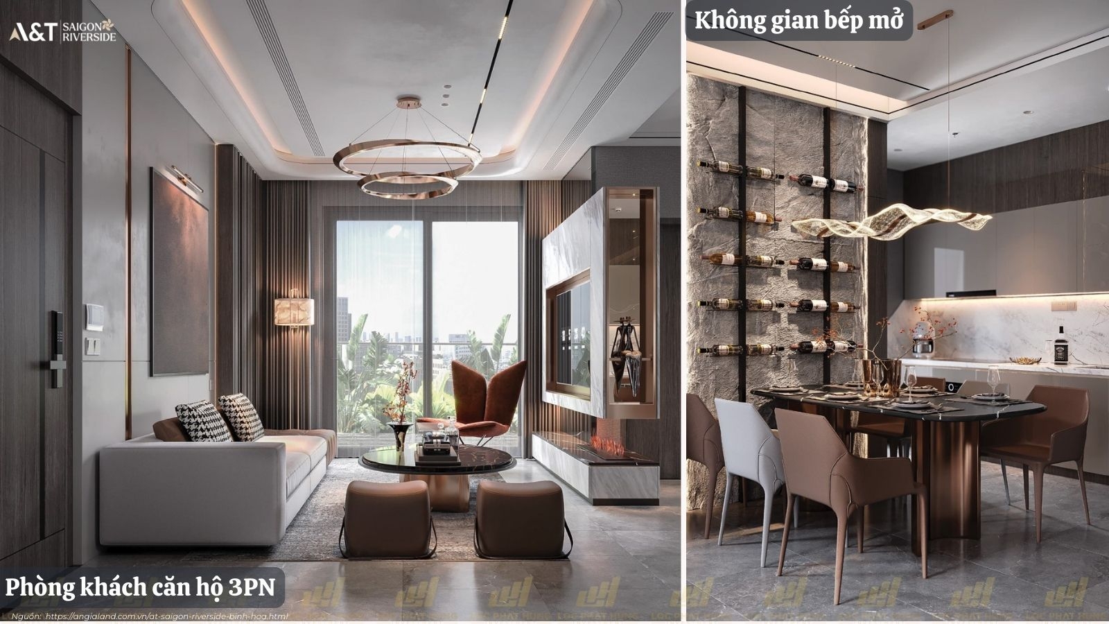 Nhà Mẫu Loại 3PN Dự án Căn Hộ Chung Cư A&T Saigon Riverside phường Bình Hòa