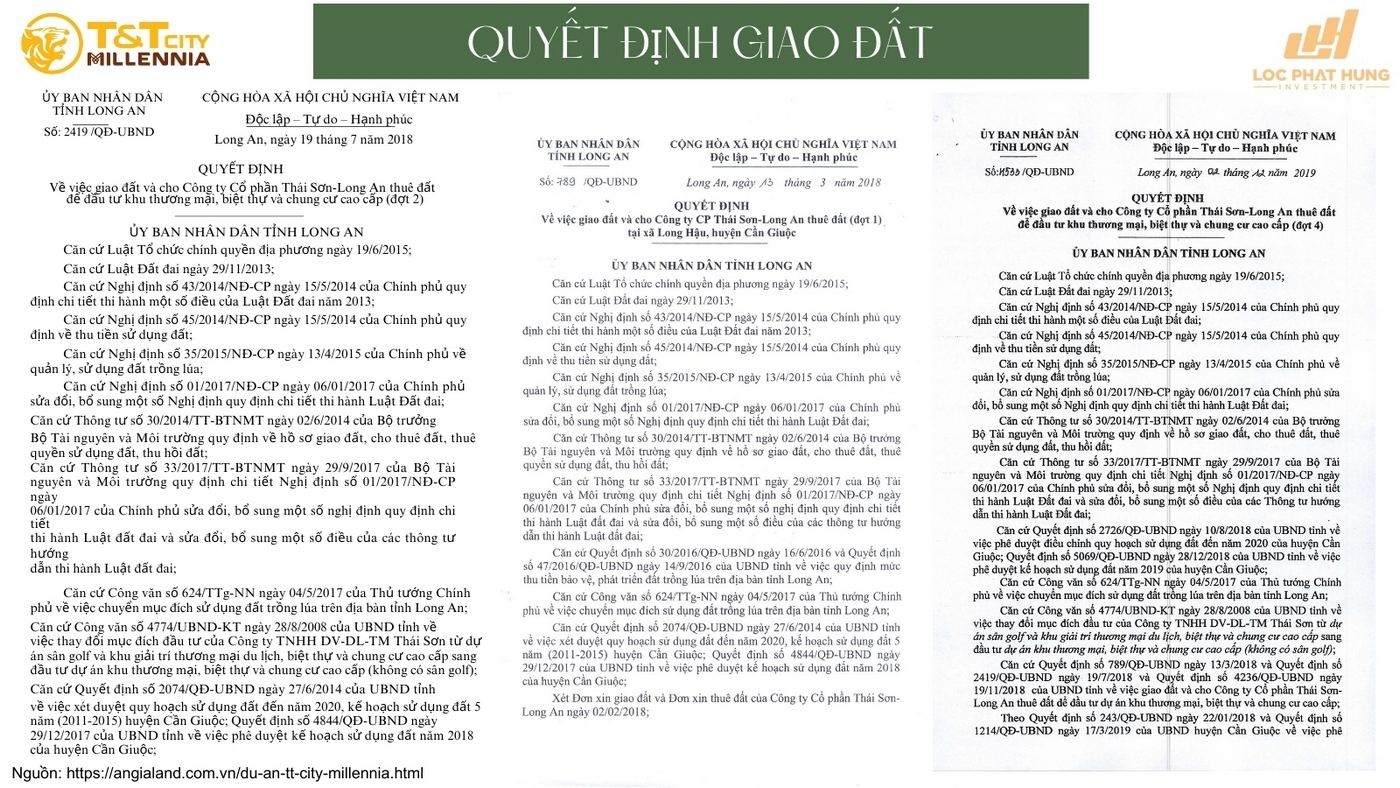 Quyết định Giao đất Dự án T Amp;t City Millennia