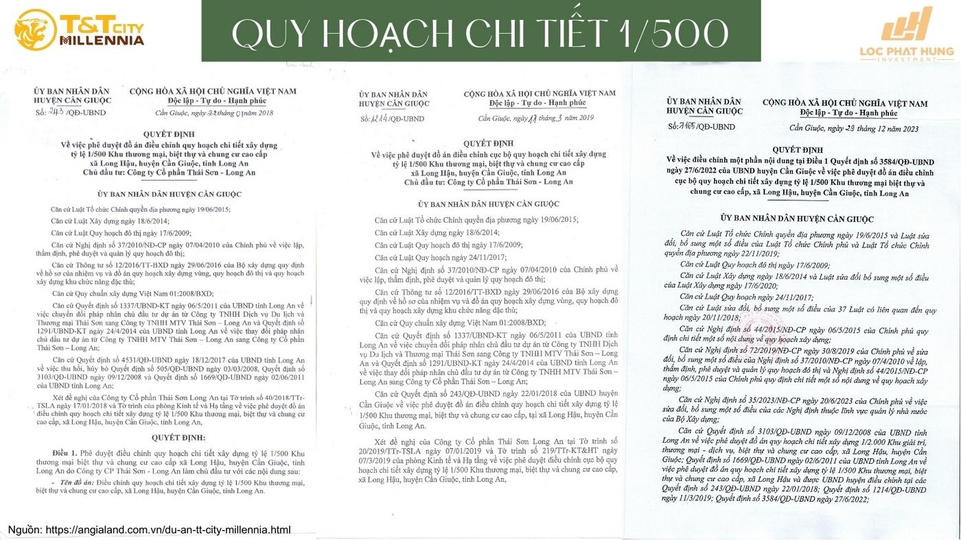 Văn bản Quyết định phê duyệt Quy hoạch chi tiết 1/500 của dự án.