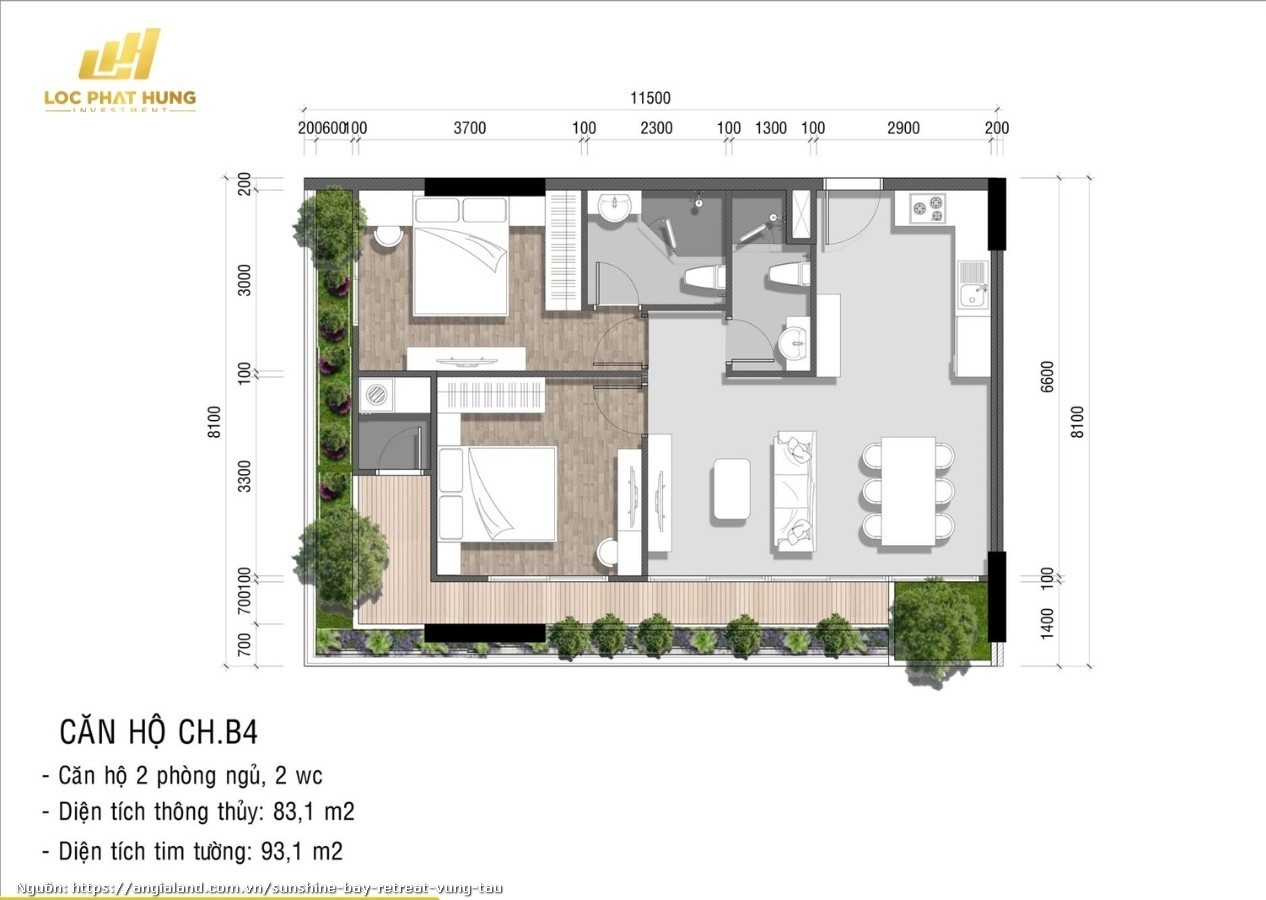 Thiet Ke Can Ho 2pn 2wc Chb4 Sunshine Bay Retreat