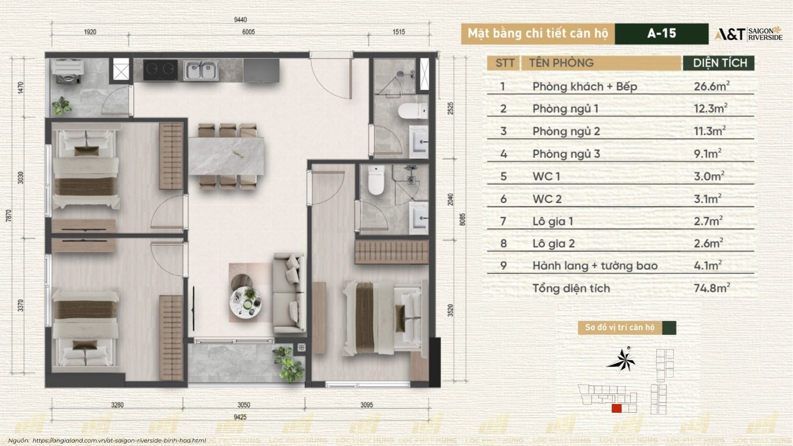 Thiết Kế Căn Hộ Chung Cư A&T Saigon Riverside phường Bình Hòa