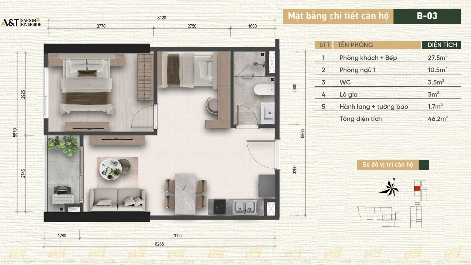 Thiết Kế Căn Hộ Chung Cư A&T Saigon Riverside phường Bình Hòa