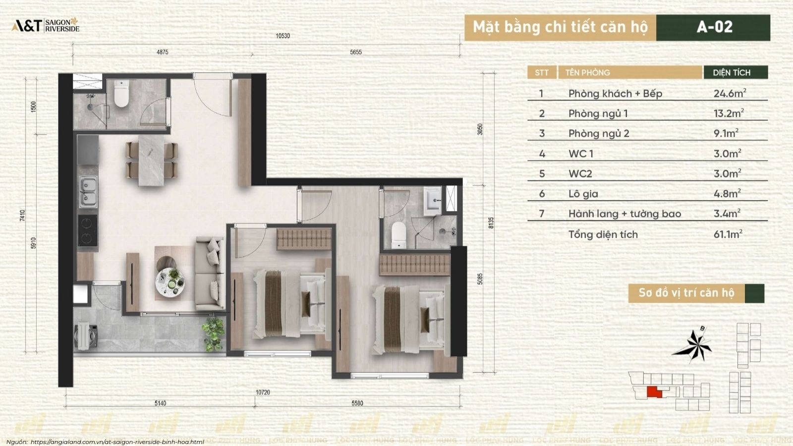 Thiết Kế Căn Hộ Chung Cư A&T Saigon Riverside phường Bình Hòa