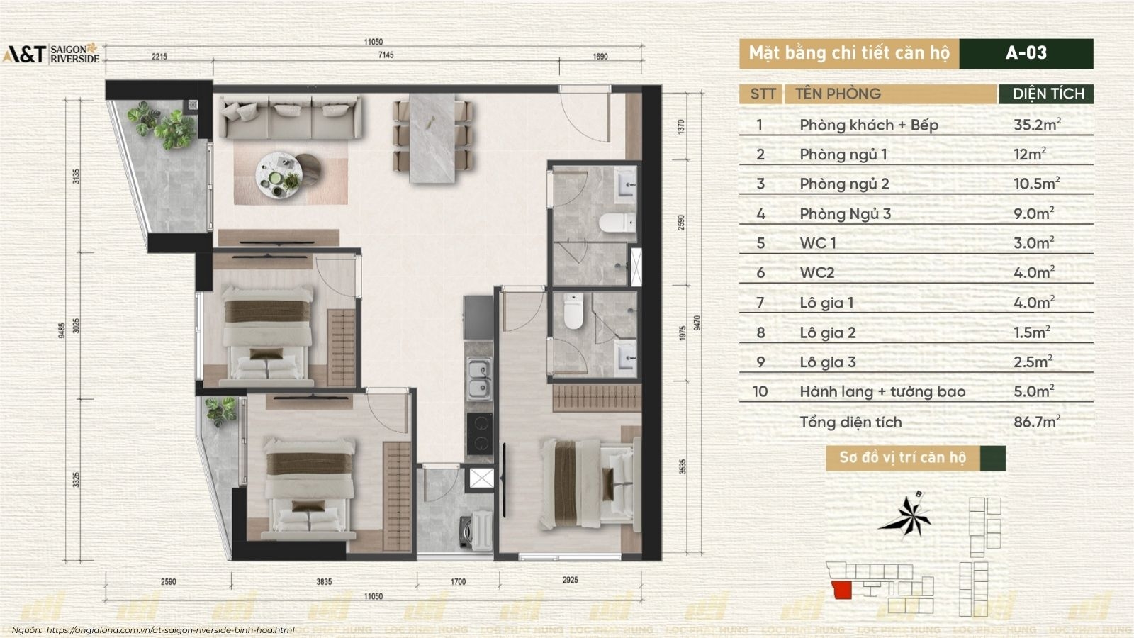 Thiết Kế Căn Hộ Chung Cư A&T Saigon Riverside phường Bình Hòa