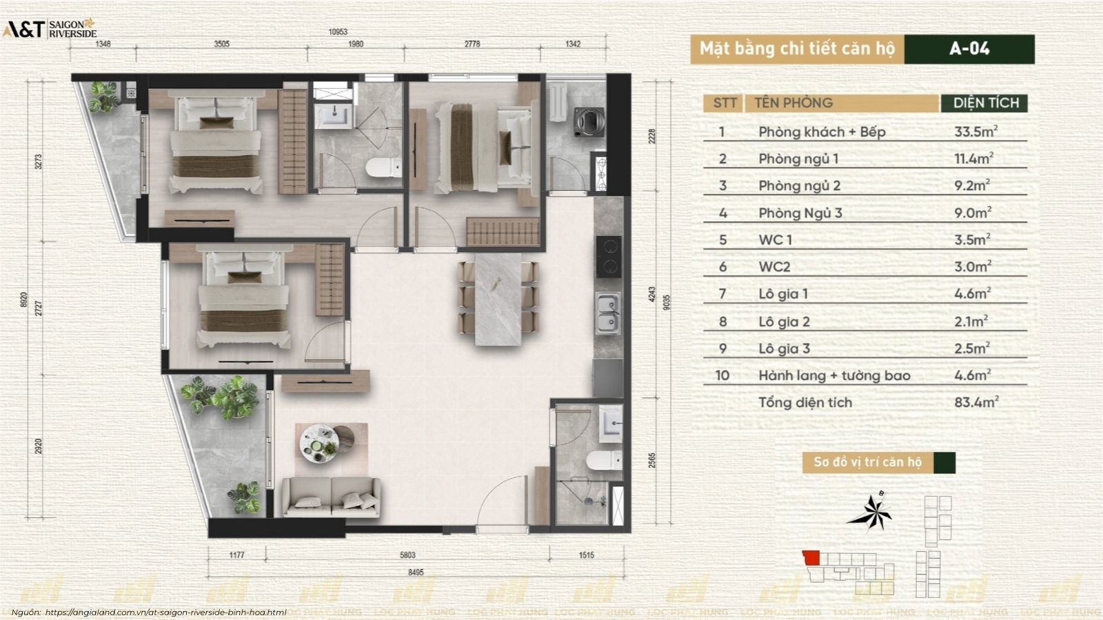 Thiết Kế Căn Hộ Chung Cư A&T Saigon Riverside phường Bình Hòa