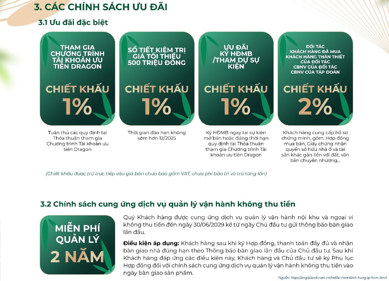 Tiên độ thanh toán & ưu đãi Trellia Cove 08/2025