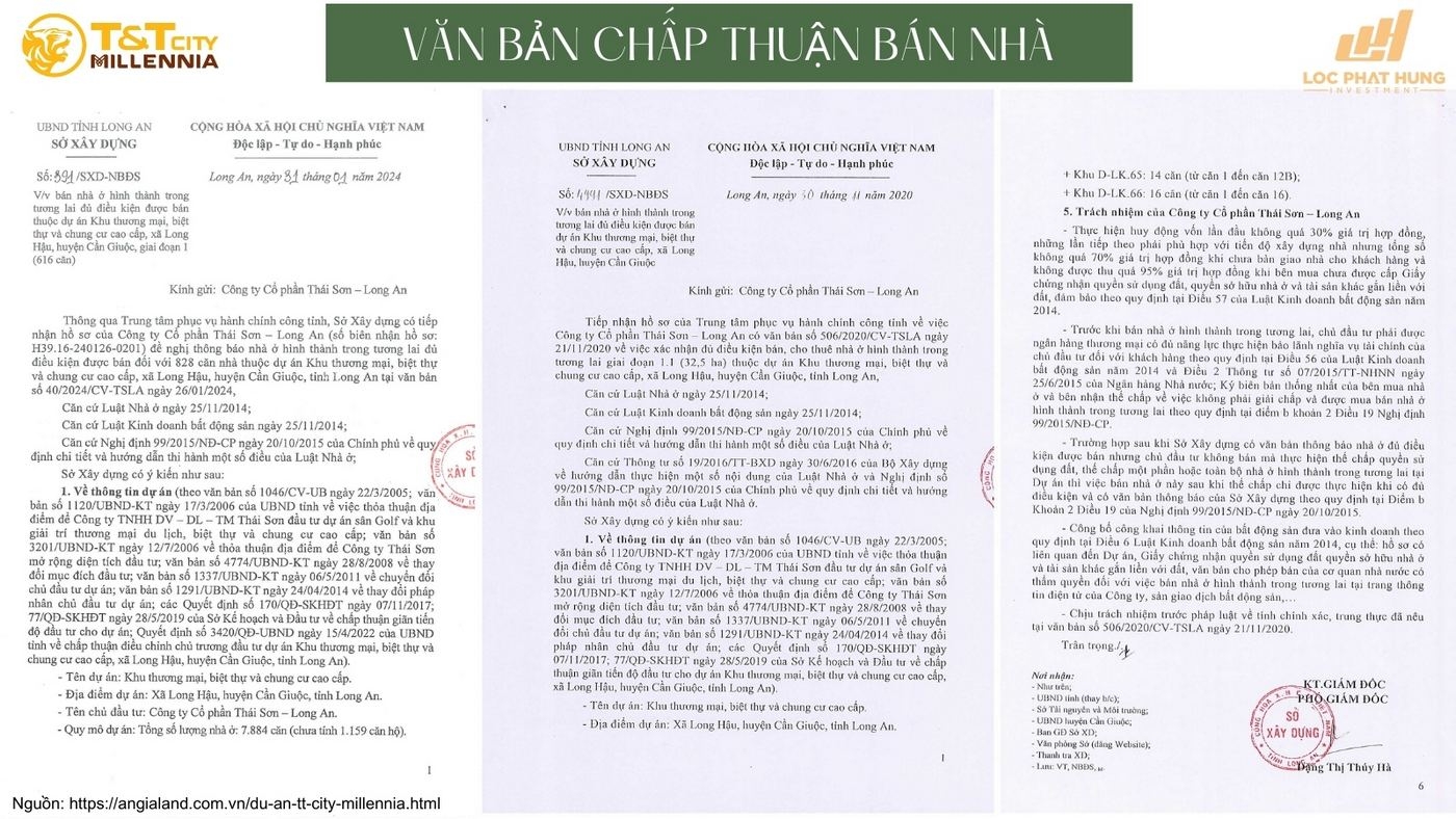 Văn bản của Sở Xây dựng chấp thuận cho dự án được phép bán nhà ở hình thành trong tương lai.