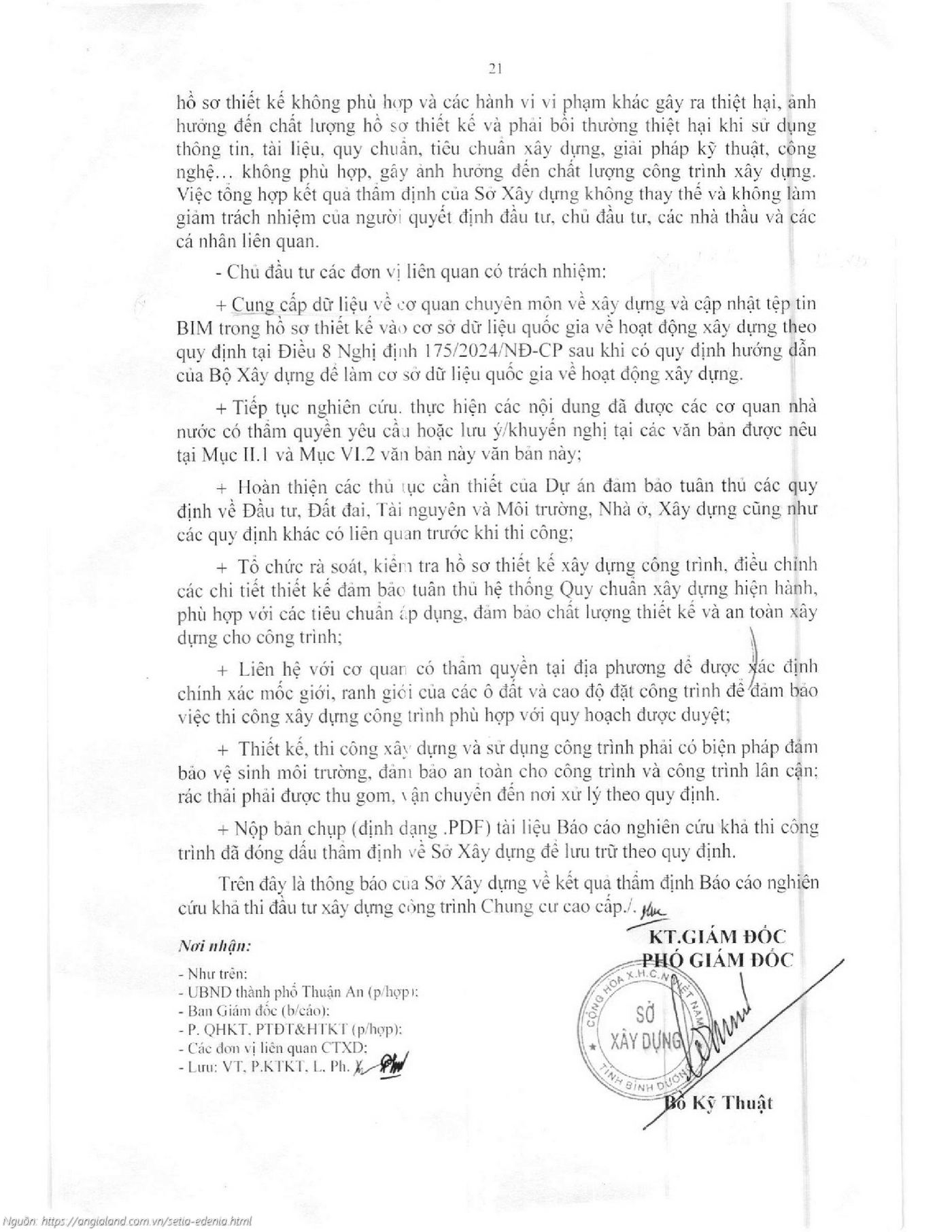 Báo cáo kết quả thẩm định Báo cáo nghiên cứu khả thi dự án Setia Edenia