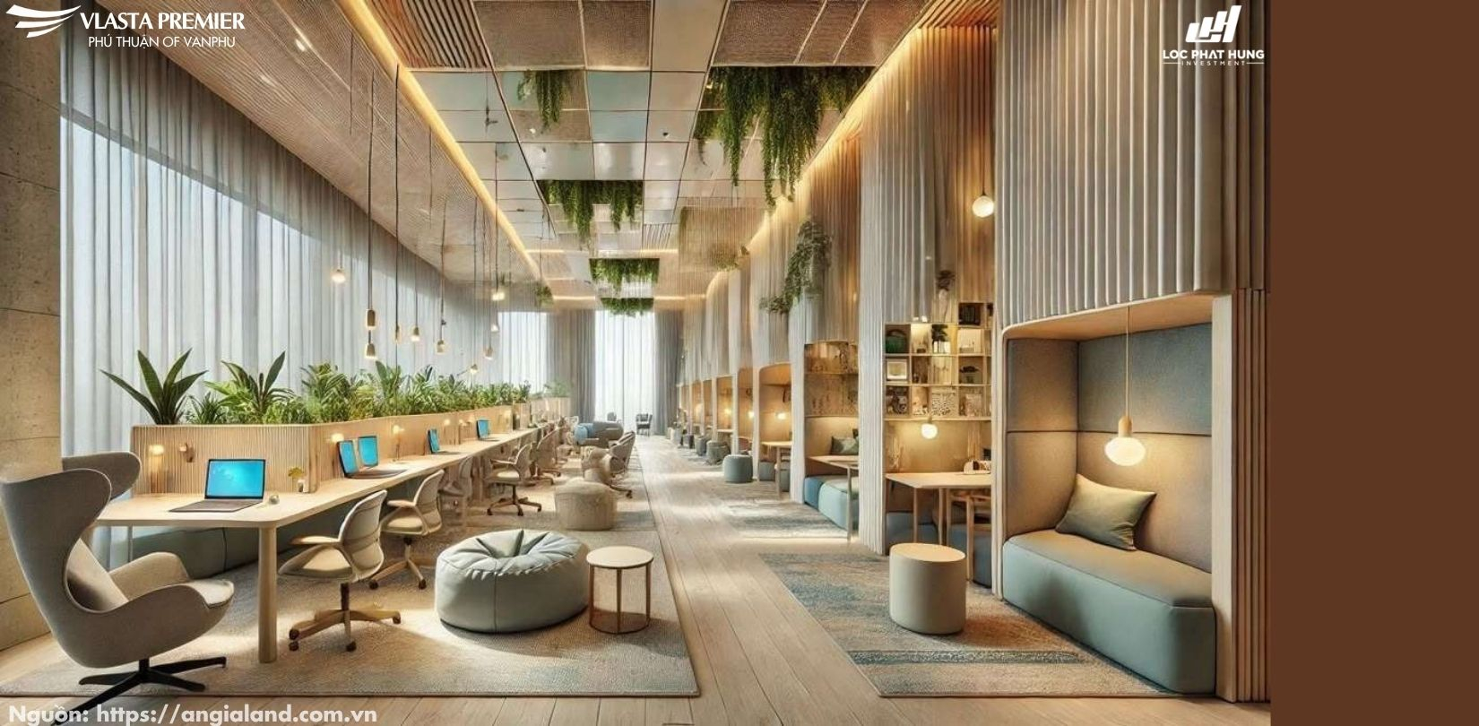 Không gian làm việc chung Co-working Space tầng 5 dự án Vlasta Premier
