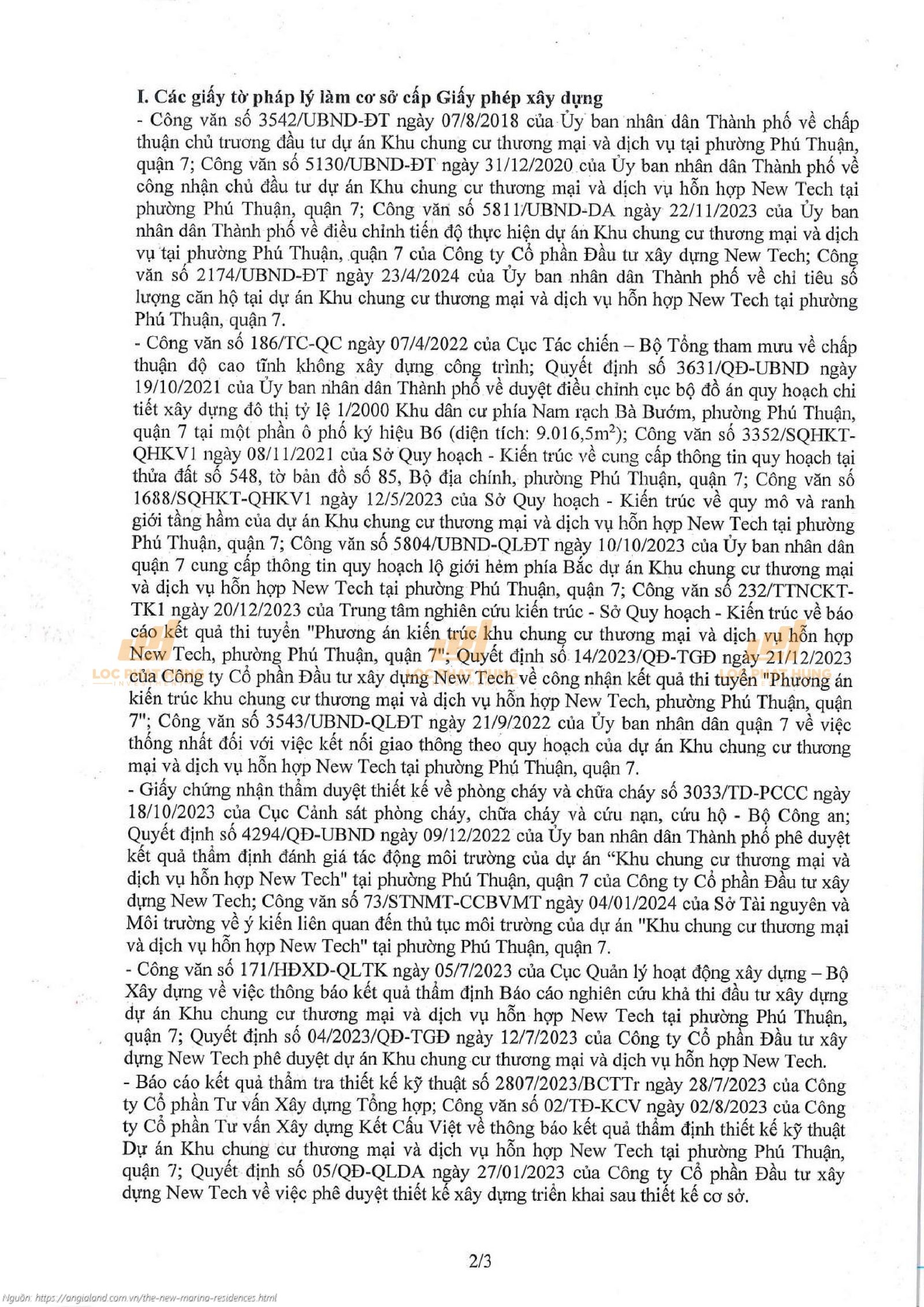 Giấy phép xây dựng (GPXD) dự án căn hộ chung cư The New Marina Residences Quận 7