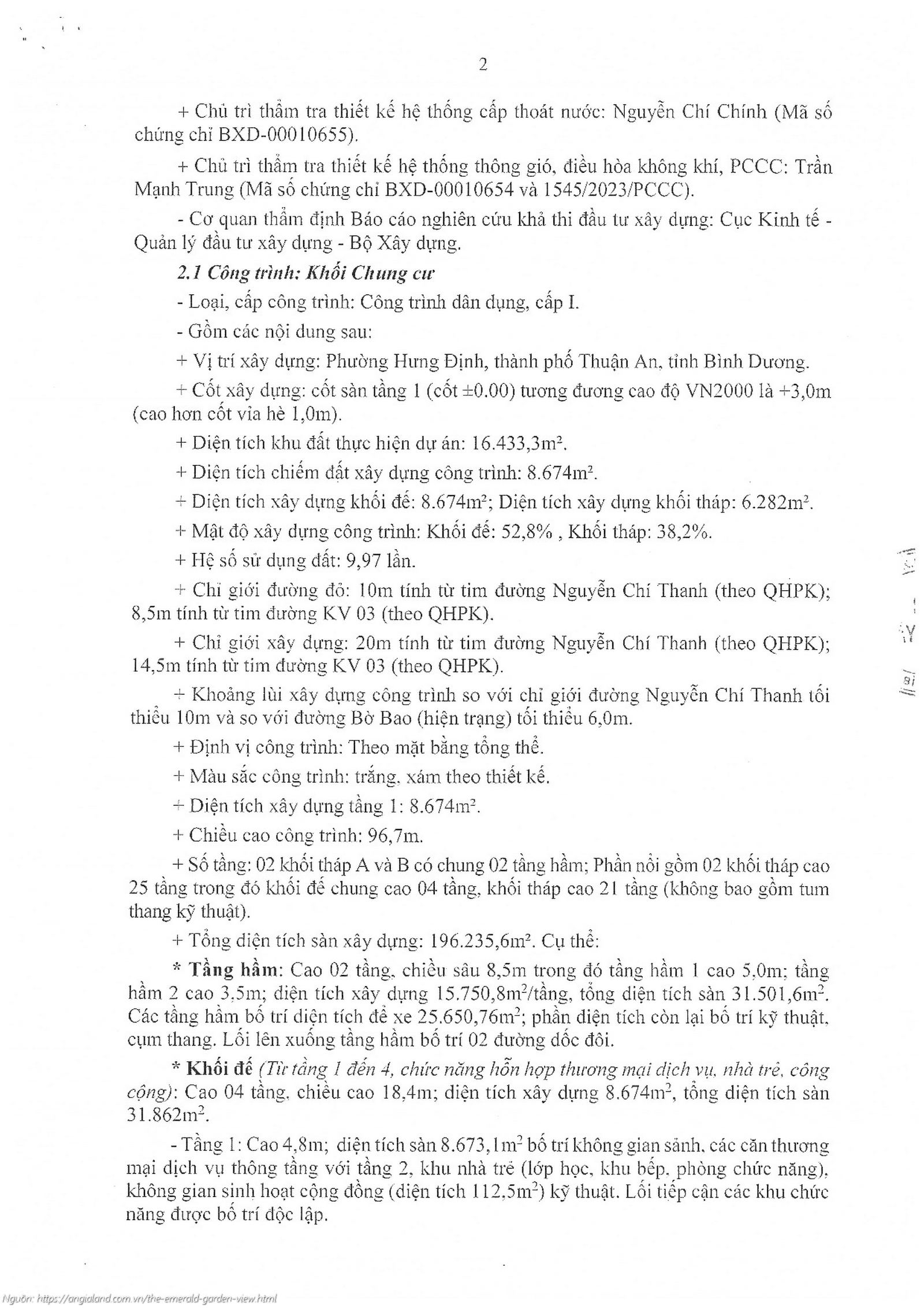 Giấy phép xây dựng số 3488/GPXD dự án The Emerald Garden View.