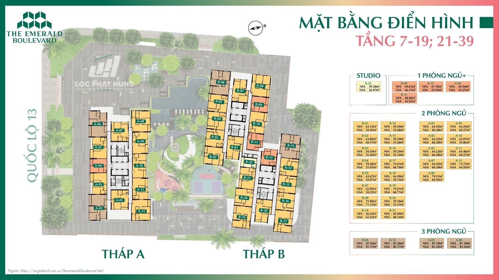 Mặt bằng căn hộ chung cư cao cấp The Emerald Boulevard