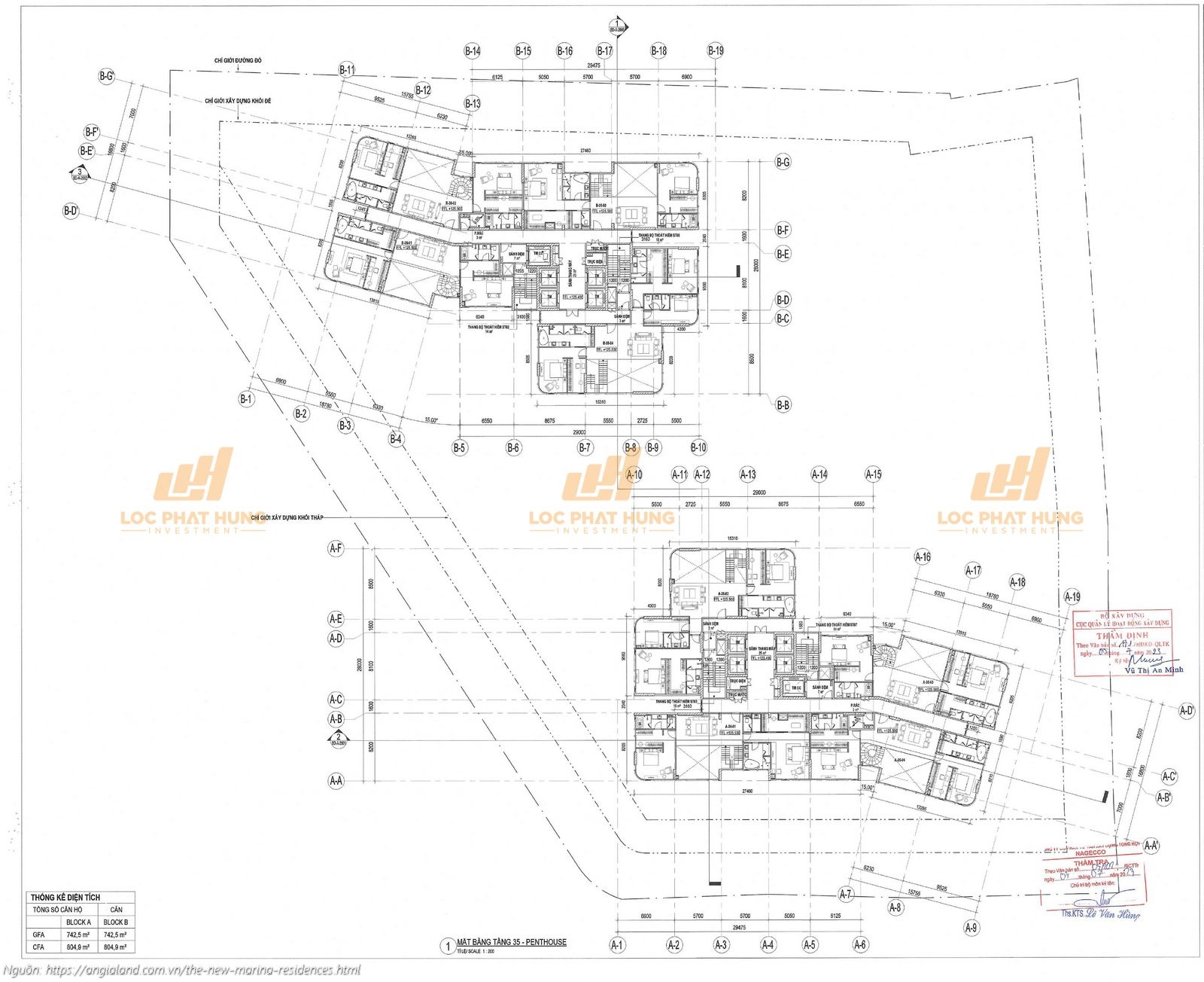 Mặt bằng tầng 35 (tầng trên Penthouse) của dự án The New Marina Residences Quận 7