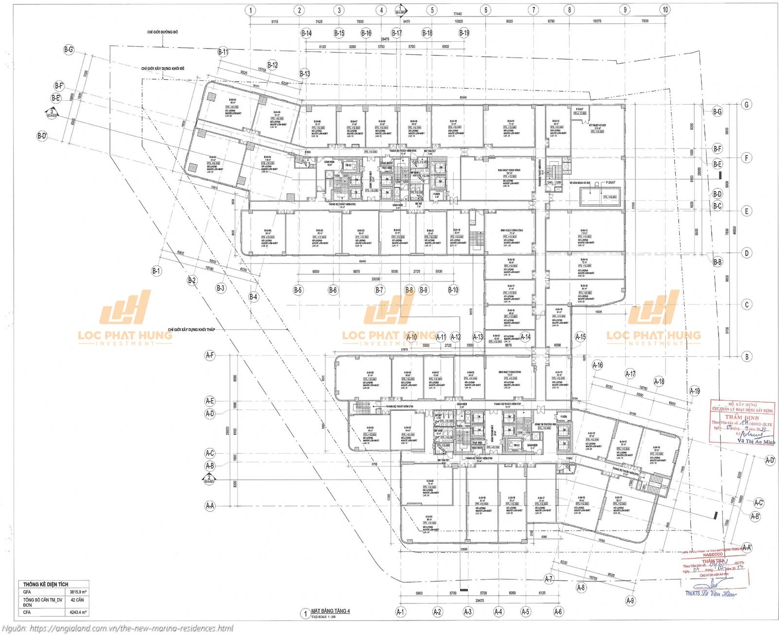 Mặt bằng tầng 4 khu thương mại và không gian sinh hoạt cộng đồng tại The New Marina Residences
