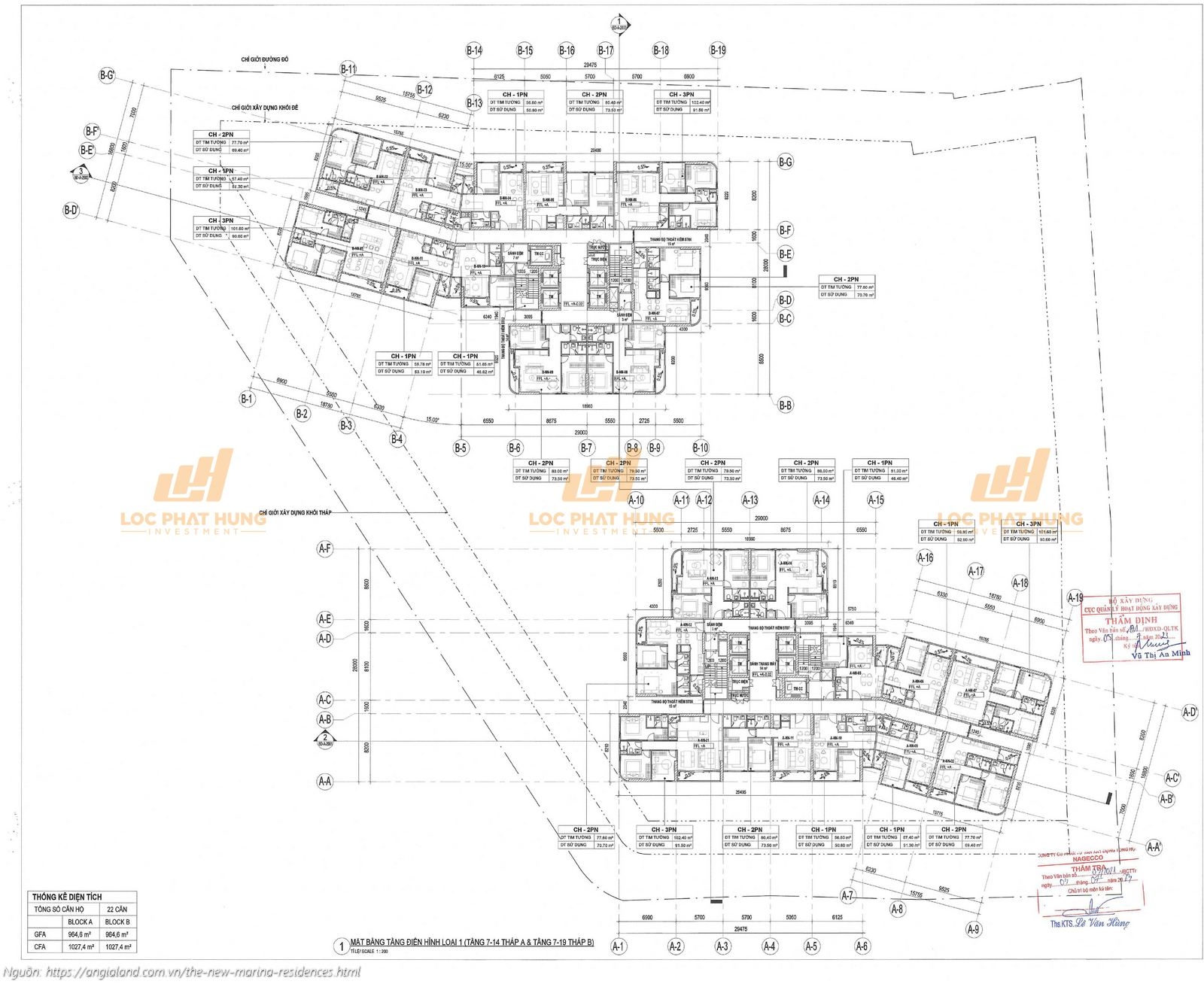 Mặt bằng tầng điển hình loại 1 (tầng 7-14) căn hộ The New Marina Residences Quận 7