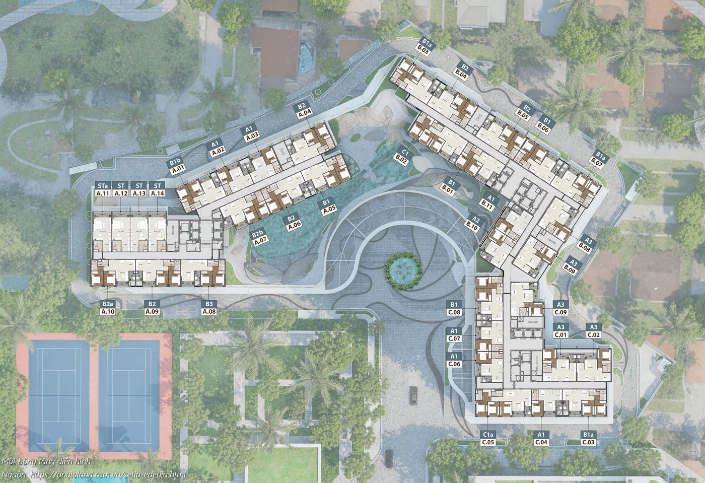 Mặt bằng tầng điển hình căn hộ chung cư Setia Edenia Lái Thiêu