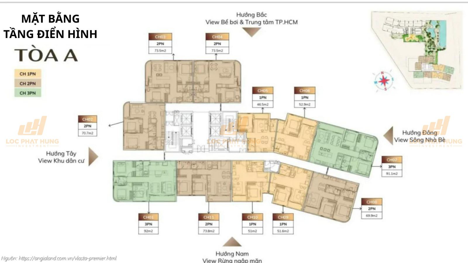 Mặt bằng tầng điển hình căn hộ chung cư Vlasta Premier Quận 7, Phường Phú Thuận