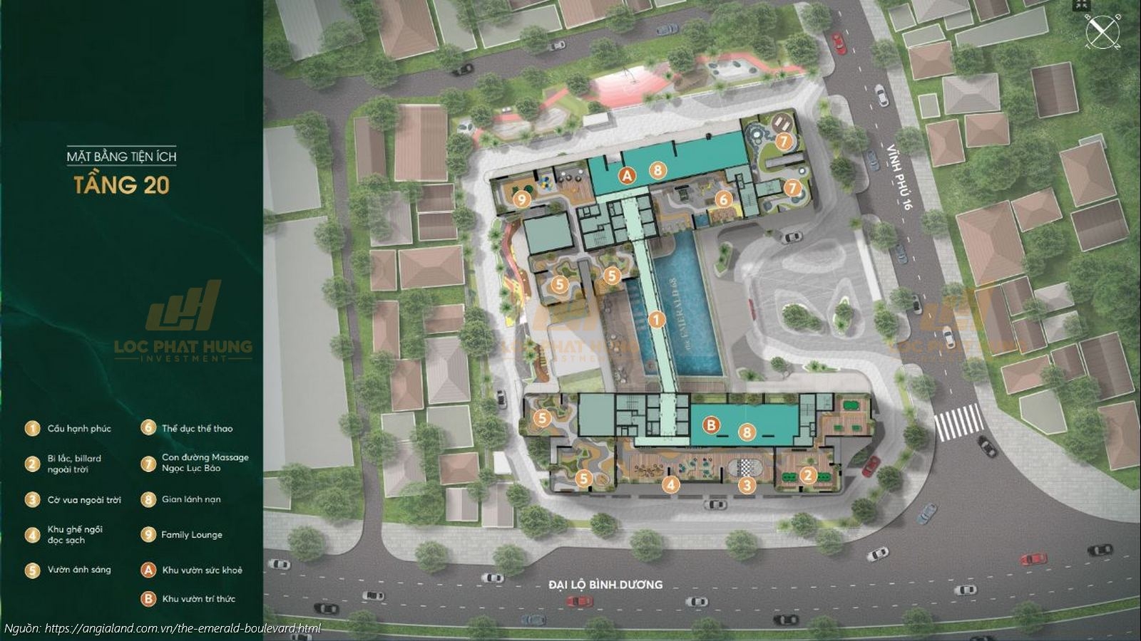 Mặt bằng tiện ích dự án căn hộ chung cư The Emerald Boulevard