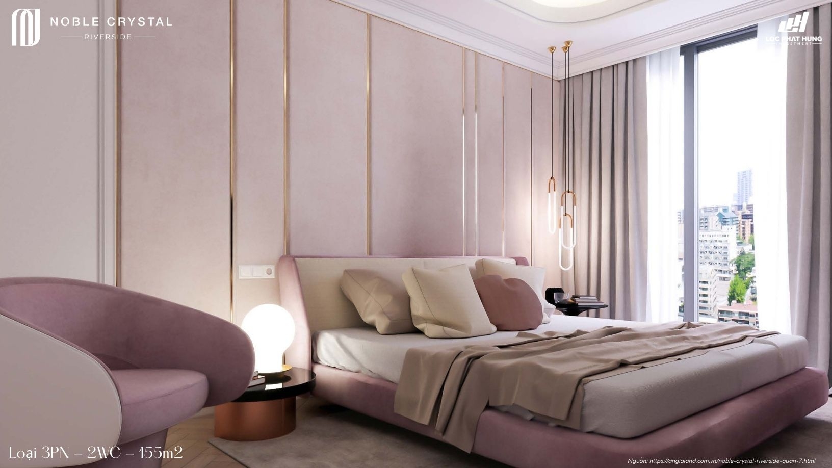 Nhà mẫu 3 phòng ngủ diện tích 155m2 của dự án Noble Crystal Riverside