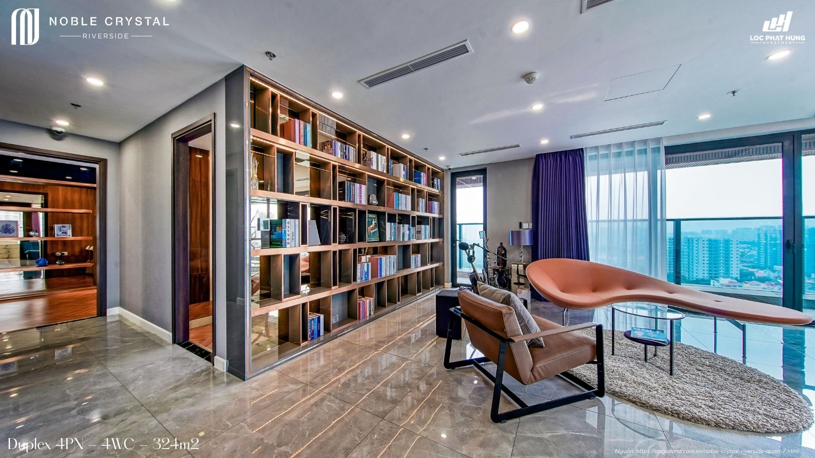 Nhà mẫu căn hộ Duplex 4 phòng ngủ diện tích 324m2 của dự án Noble Crystal Riverside