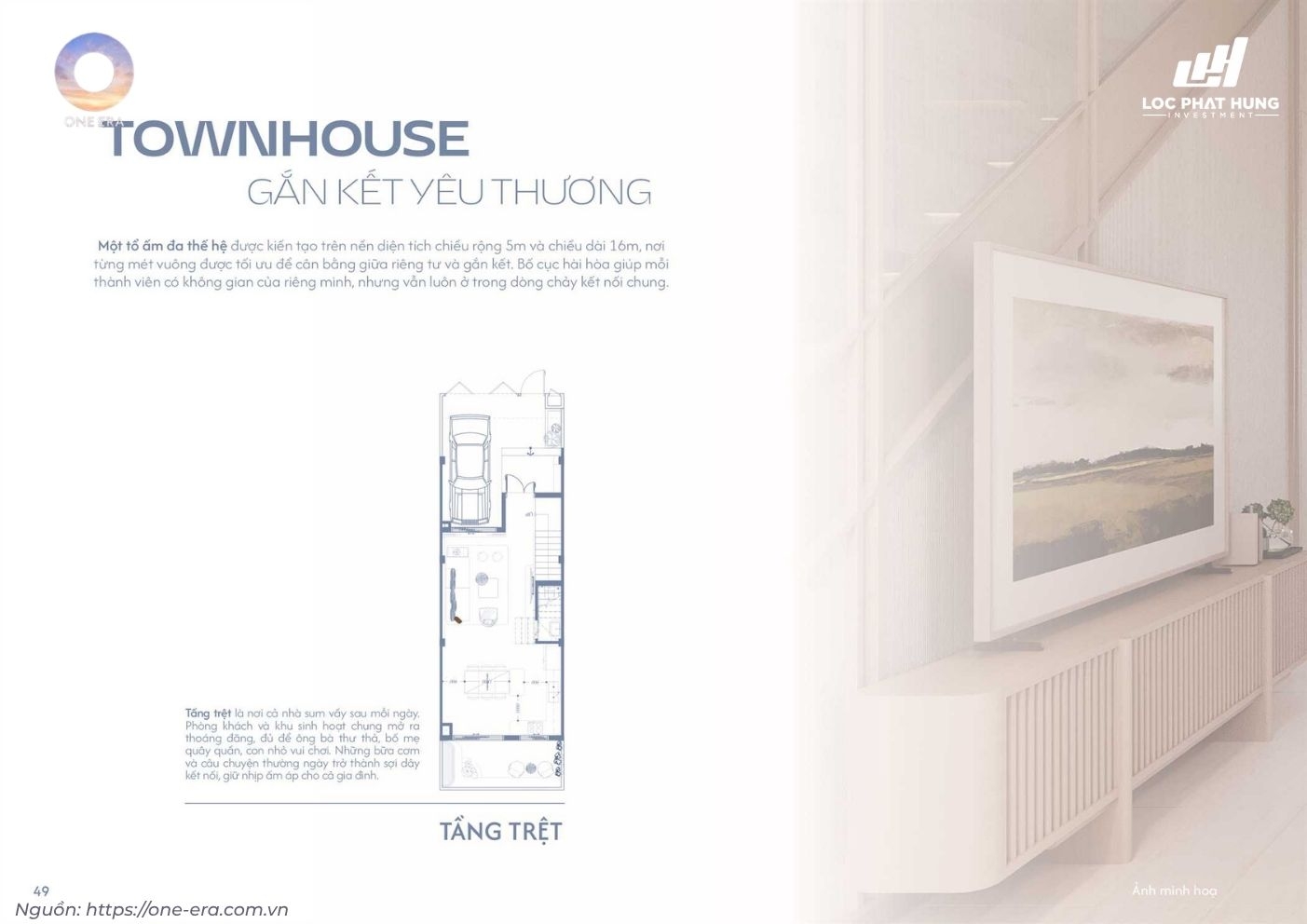 Không gian thiết kế nhà mẫu townhouse phân khu Nizi One Era