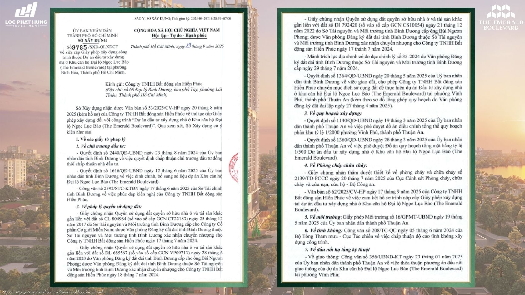 Văn bản pháp lý dự án The Emerald Boulevard