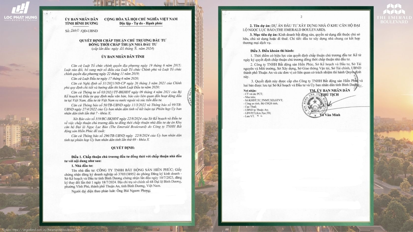 Văn bản pháp lý dự án The Emerald Boulevard
