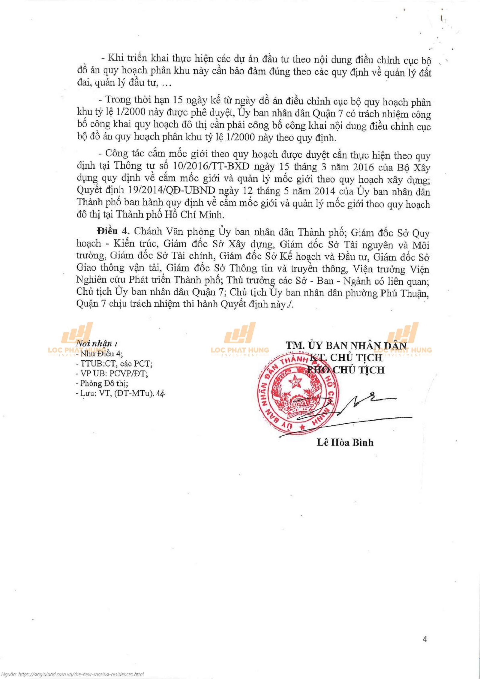 Quyết định phê duyệt điều chỉnh quy hoạch chi tiết 1/2000 dự án The New Marina Residences Quận 7