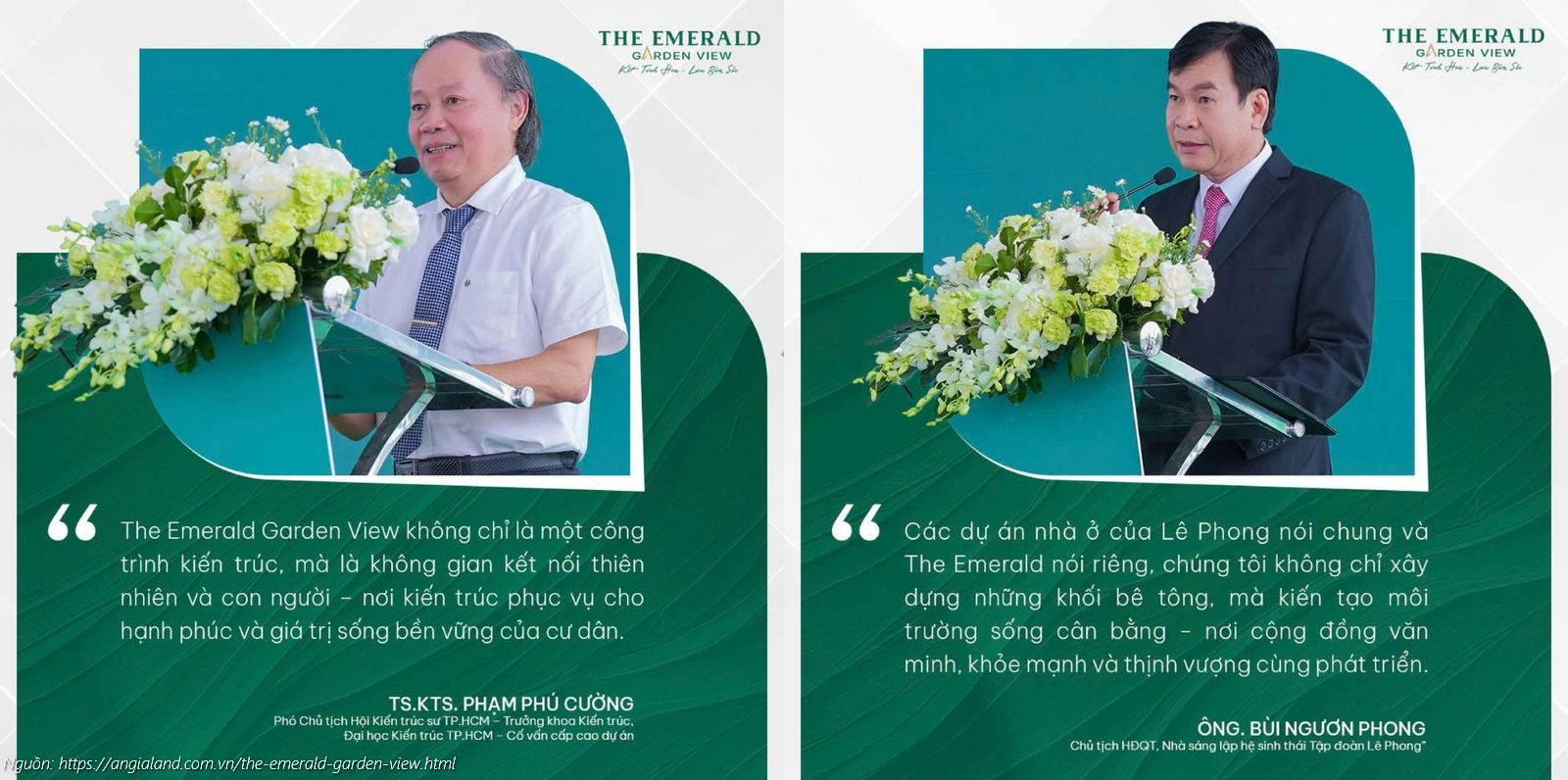 Phát biểu của Ông Bùi Ngươn Phong (Chủ tịch Lê Phong) và TS.KTS. Phạm Phú Cường về dự án The Emerald Garden View