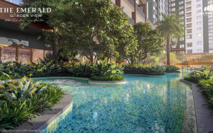 Phối cảnh cận cảnh hồ bơi tiện ích (Khu Aqua Ceramic) The Emerald Garden View