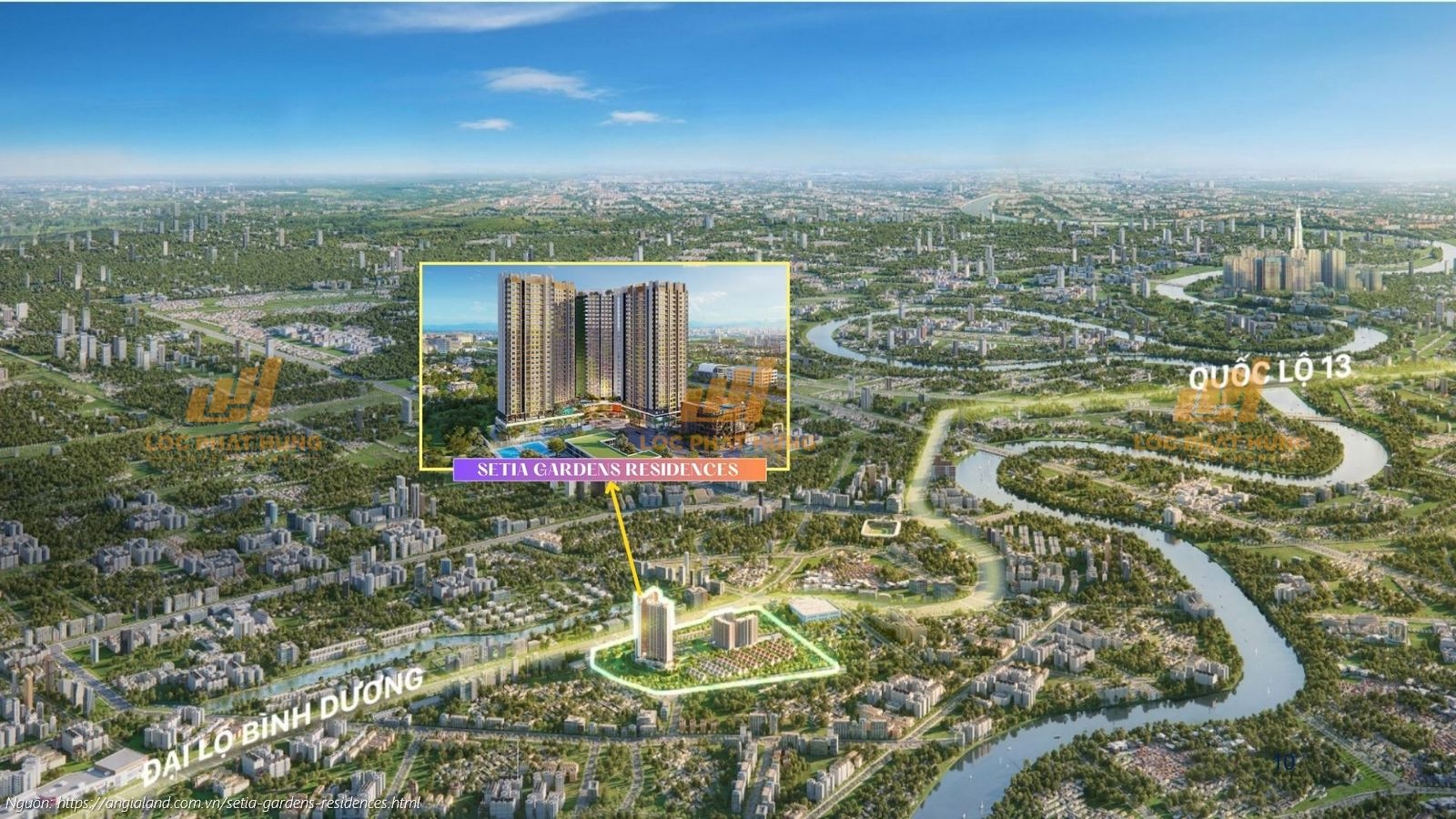 Phối cảnh tổng thể dự án căn hộ chung cư Setia Gardens Residences P. Lái Thiêu