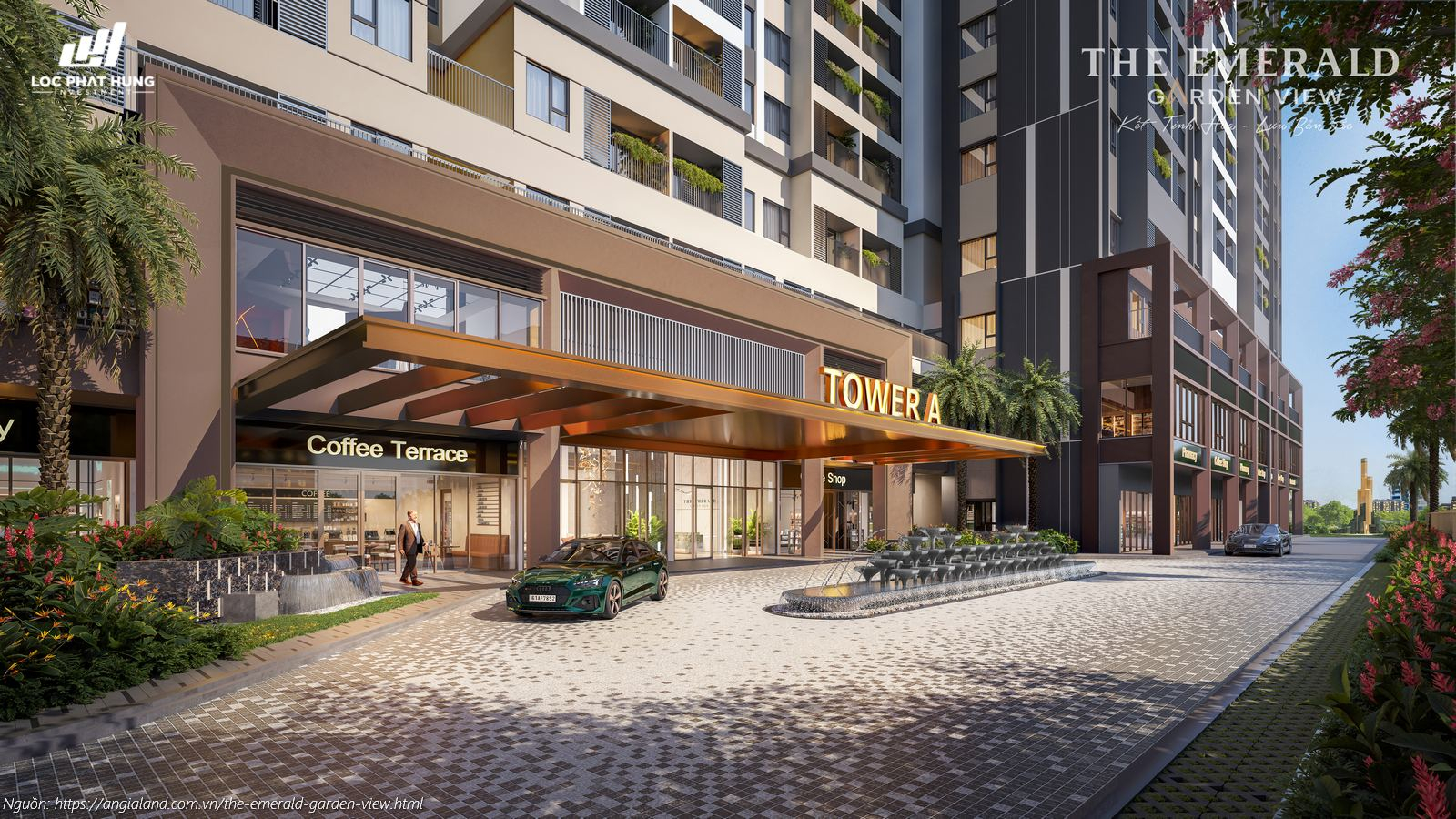 Phối cảnh sảnh vào Tower A căn hộ chung cư The Emerald Garden View