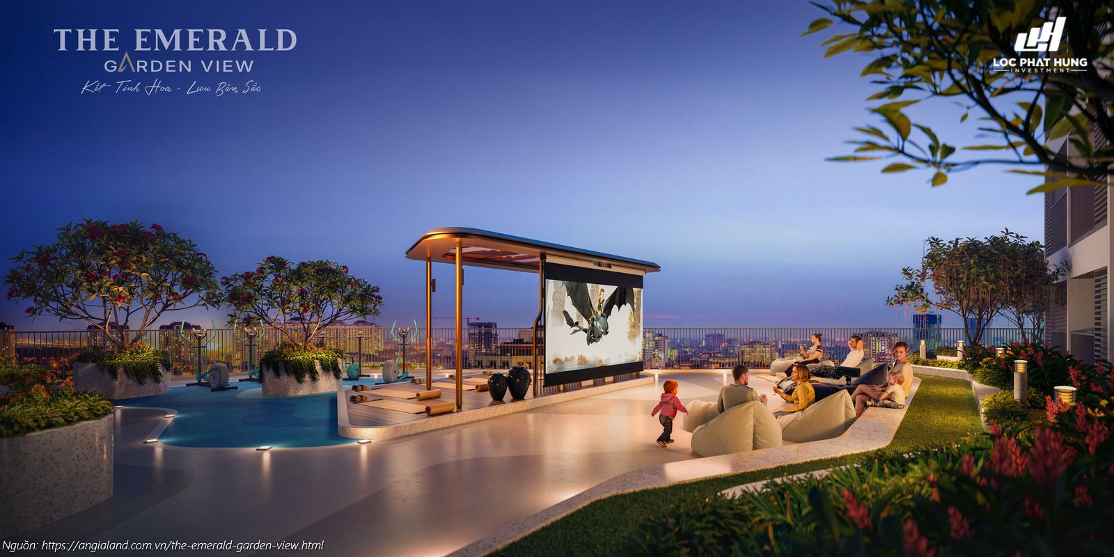 Phối cảnh tiện ích chiếu phim ngoài trời (Outdoor Cinema) The Emerald Garden View