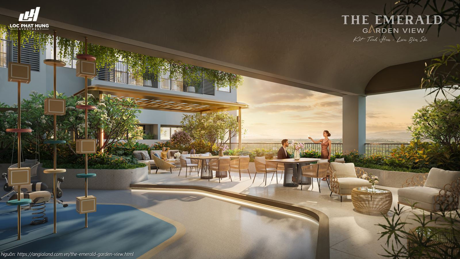 Phối cảnh tiện ích khu vui chơi trẻ em và thư giãn (Tầng 4) The Emerald Garden View