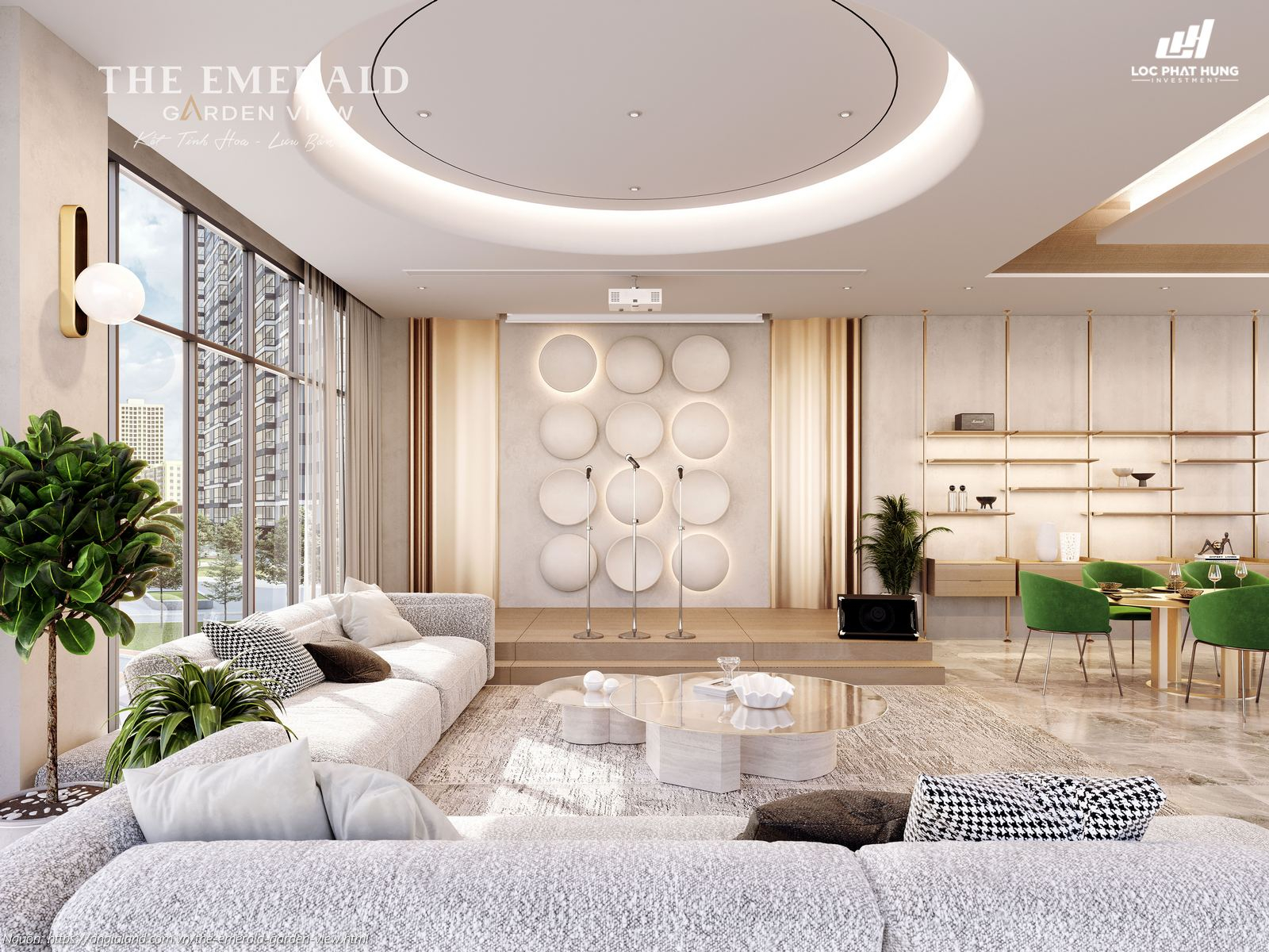 Phối cảnh tiện ích phòng tiệc, sinh hoạt cộng đồng, karaoke tầng 4 The Emerald Garden View