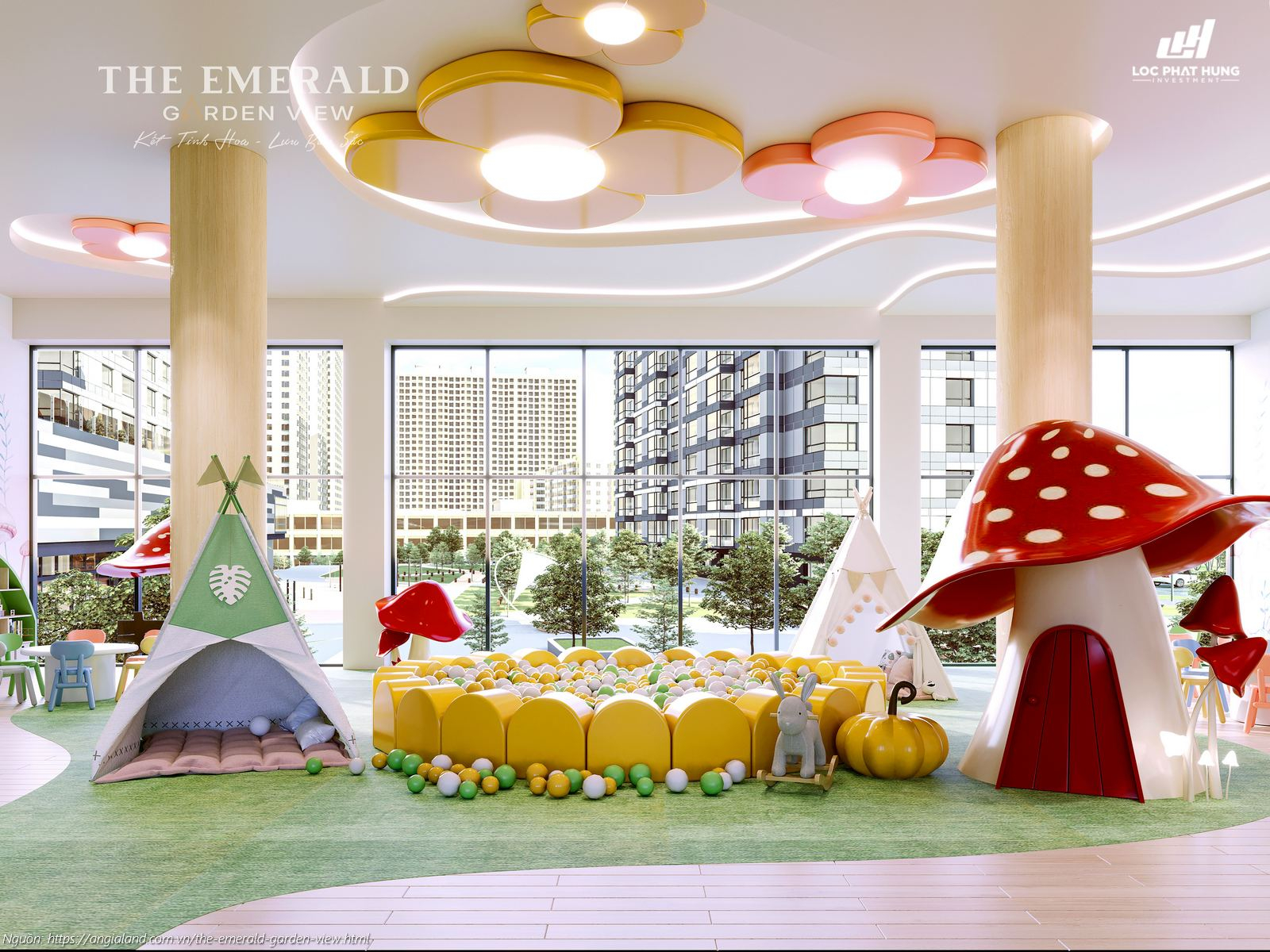 Phối cảnh tiện ích phòng vui chơi trẻ em (Kids Room) tầng 2 The Emerald Garden View