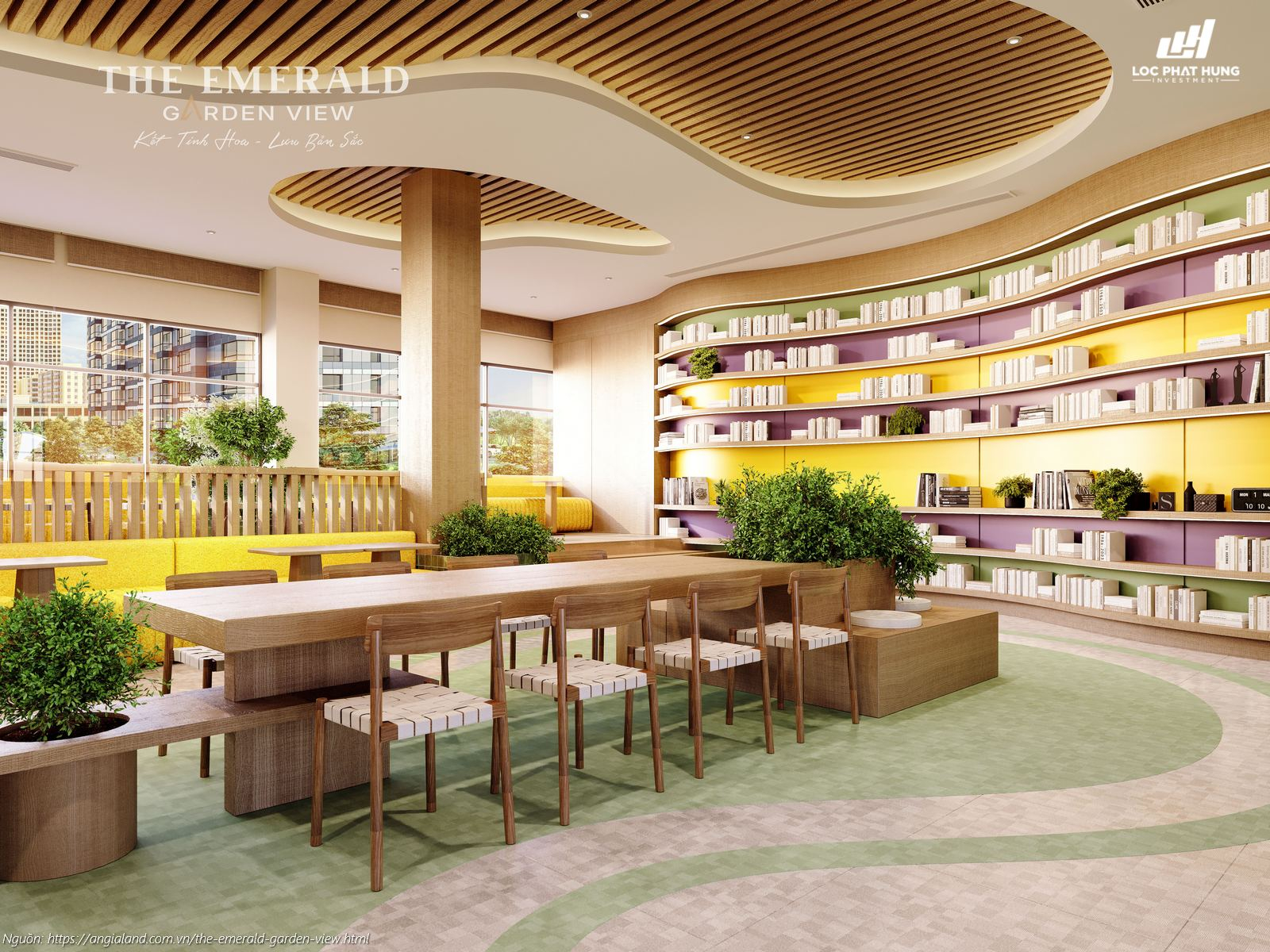 Phối cảnh tiện ích thư viện, phòng đọc sách tầng 2 The Emerald Garden View