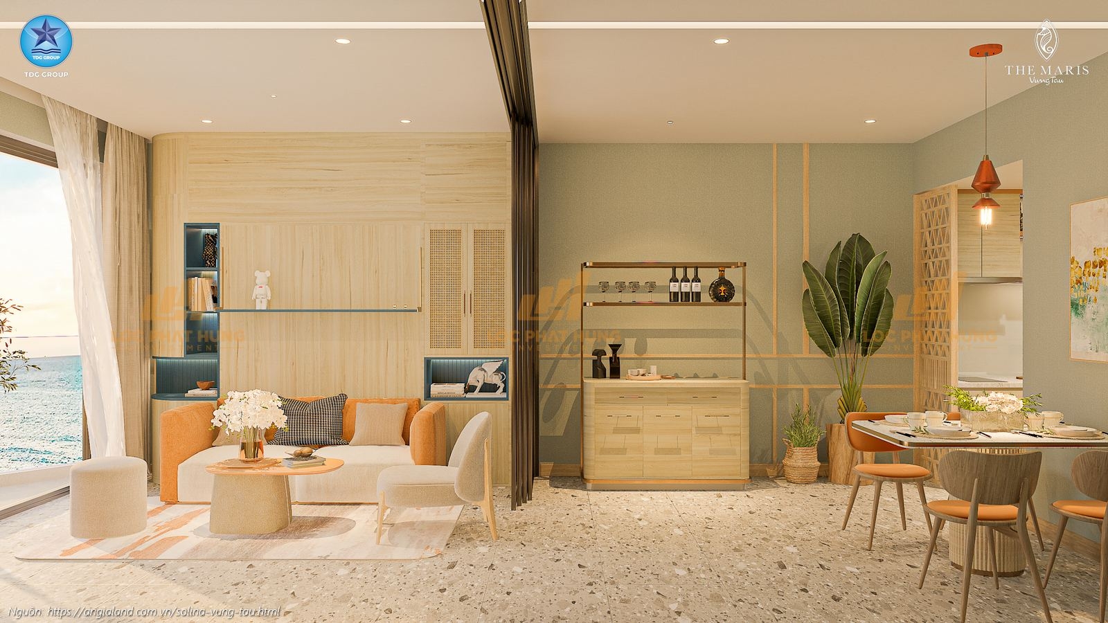 Hình ảnh phòng khách sang trọng tại nhà mẫu căn hộ Solina Vũng Tàu, thiết kế 1PN+ diện tích 70.75m². Hình ảnh phòng khách sang trọng tại nhà mẫu căn hộ Solina Vũng Tàu, thiết kế 1PN+ diện tích 70.75m².