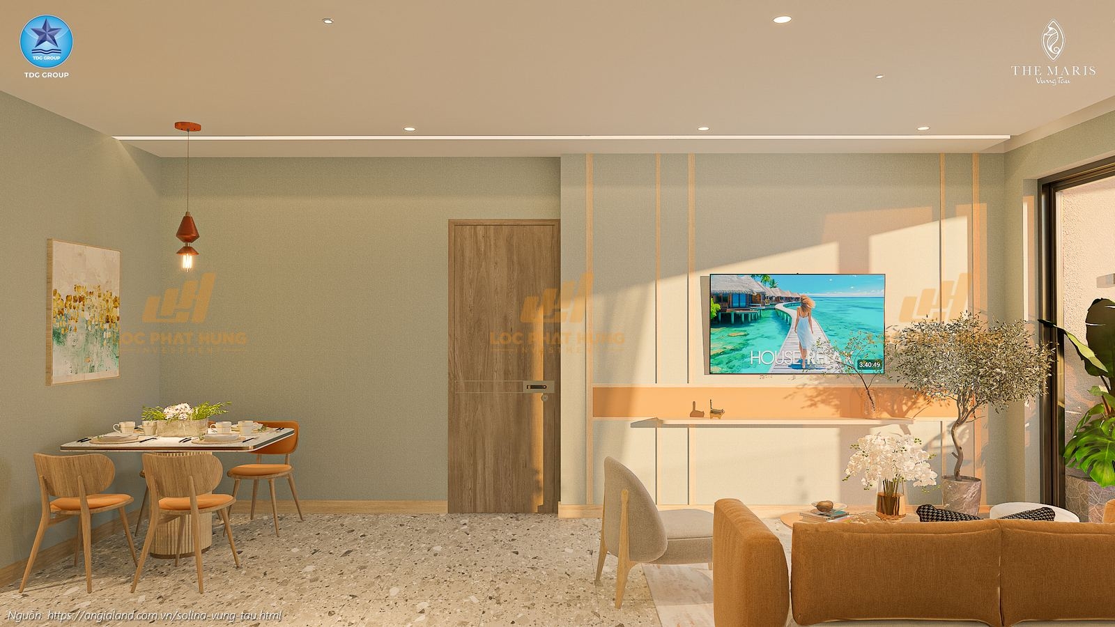 Hình ảnh phòng khách sang trọng tại nhà mẫu căn hộ Solina Vũng Tàu, thiết kế 1PN+ diện tích 70.75m². Hình ảnh phòng khách sang trọng tại nhà mẫu căn hộ Solina Vũng Tàu, thiết kế 1PN+ diện tích 70.75m².