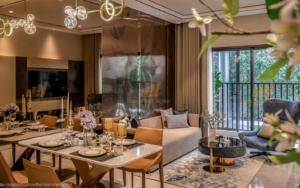 Phòng khách nhà mẫu căn hộ 2PN - 2WC (68m2) dự án Khải Hoàn Imperial TPHCM