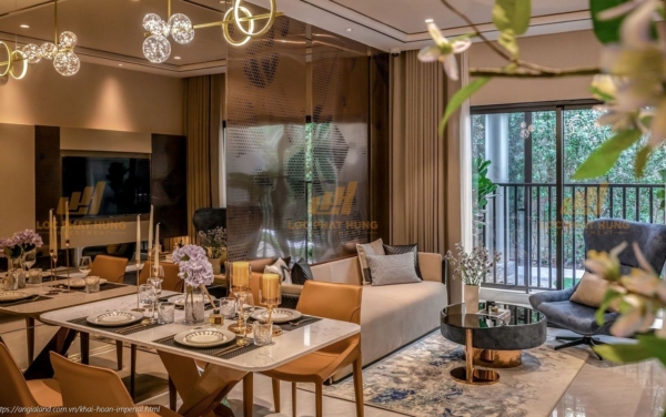 Phòng khách nhà mẫu căn hộ 2PN - 2WC (68m2) dự án Khải Hoàn Imperial TPHCM