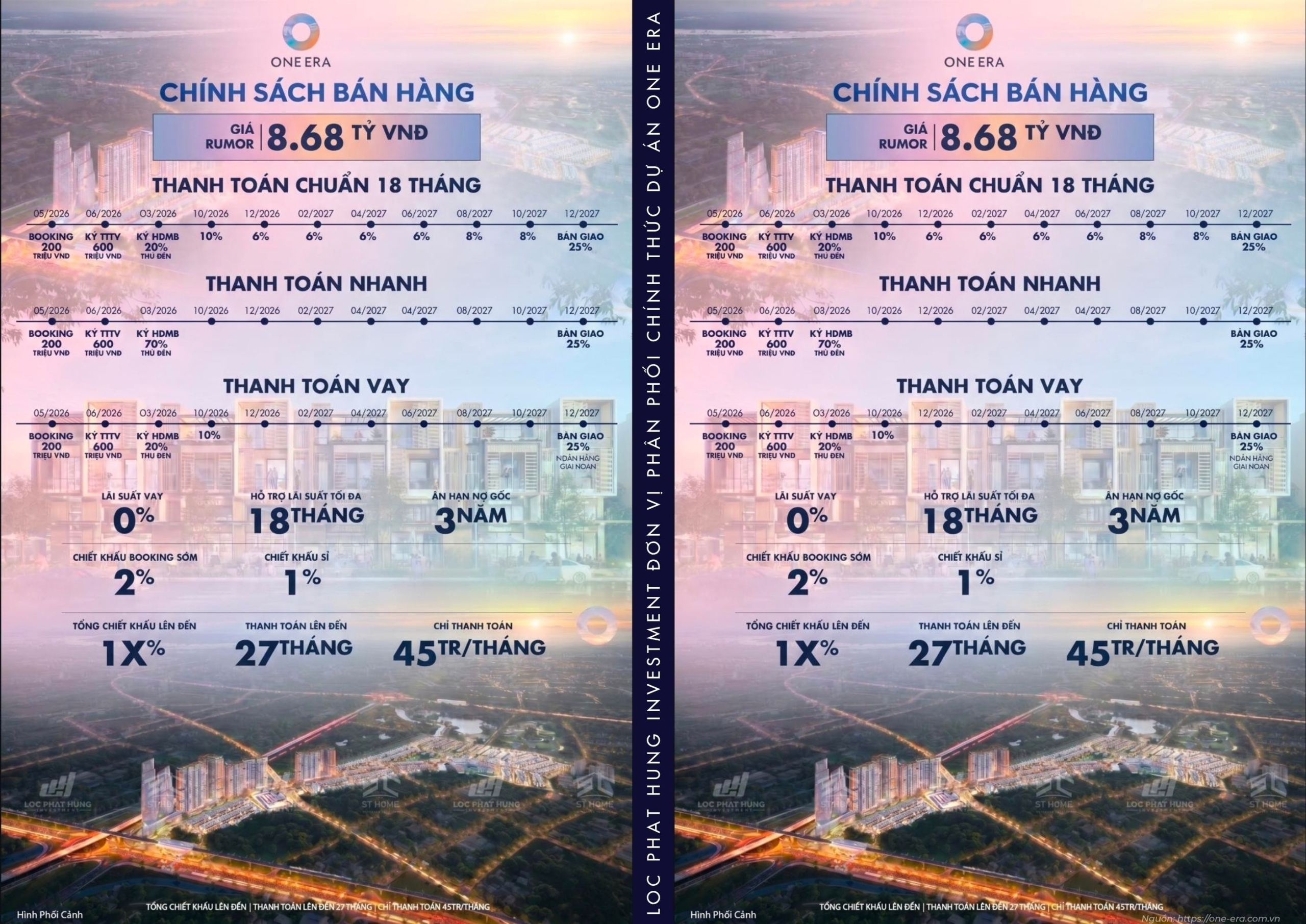 Lịch thanh toán và chính sách ưu đãi dự án One Era tháng 05/2026