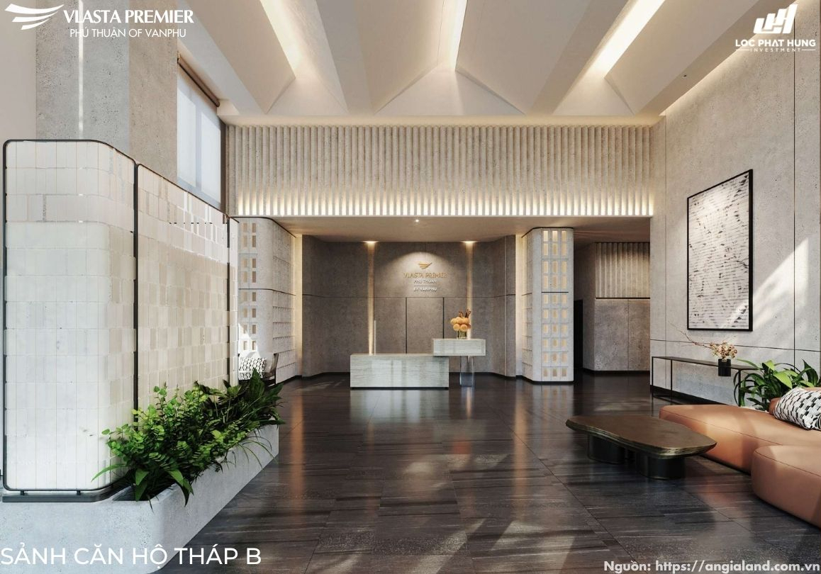 Sảnh đón khách (Lobby) thiết kế theo tiêu chuẩn khách sạn 5 sao tại Vlasta Premier Tháp B