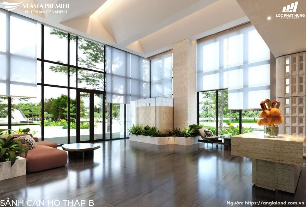 Sảnh đón khách (Lobby) thiết kế theo tiêu chuẩn khách sạn 5 sao tại Vlasta Premier Tháp B