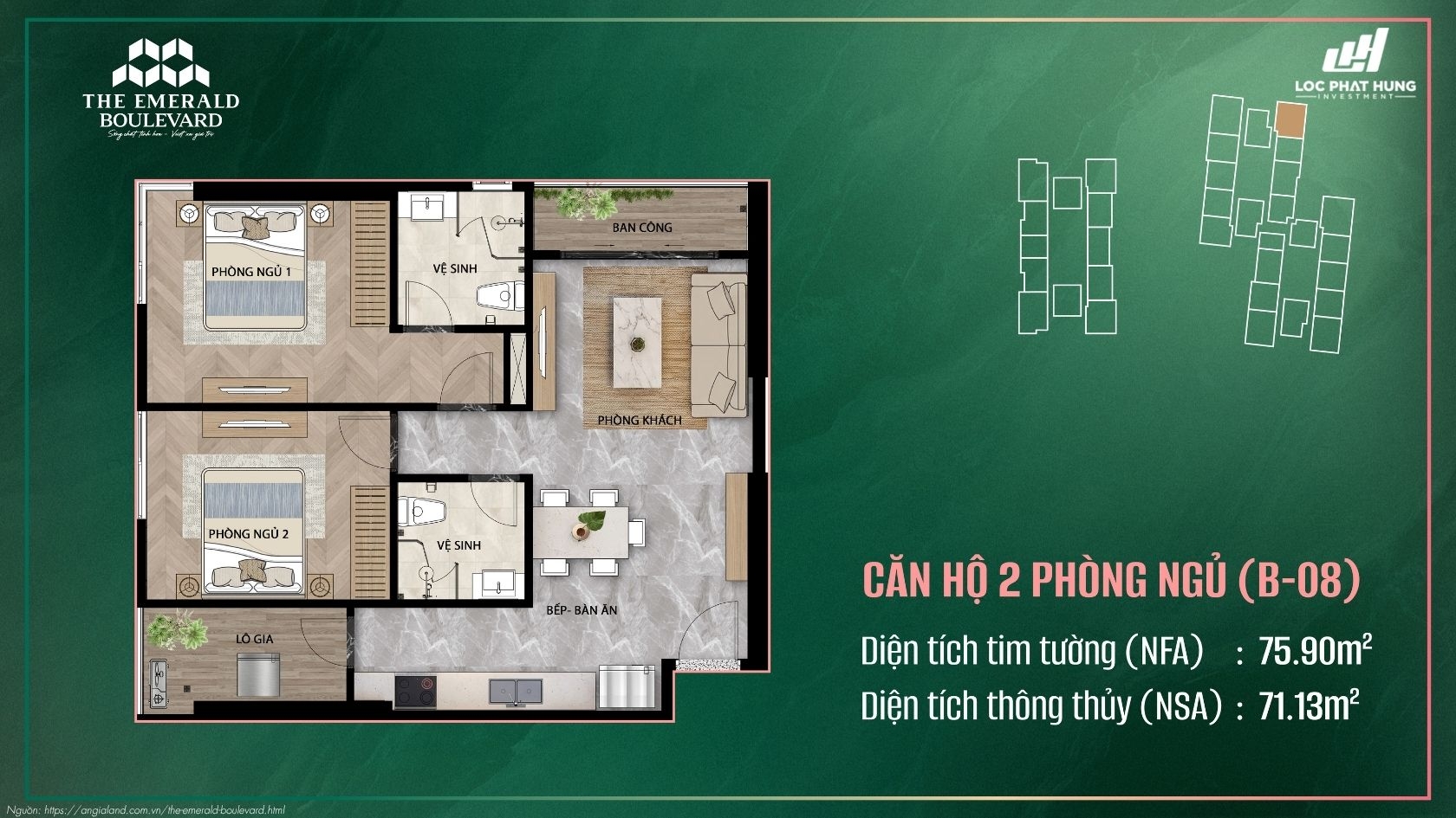 Thiết kế chi tiết căn hộ chung cư cao cấp The Emerald Boulevard