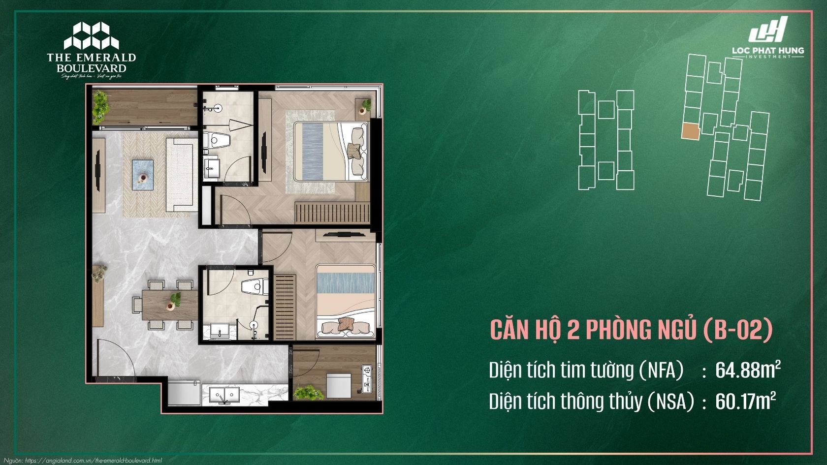 Thiết kế chi tiết căn hộ chung cư cao cấp The Emerald Boulevard