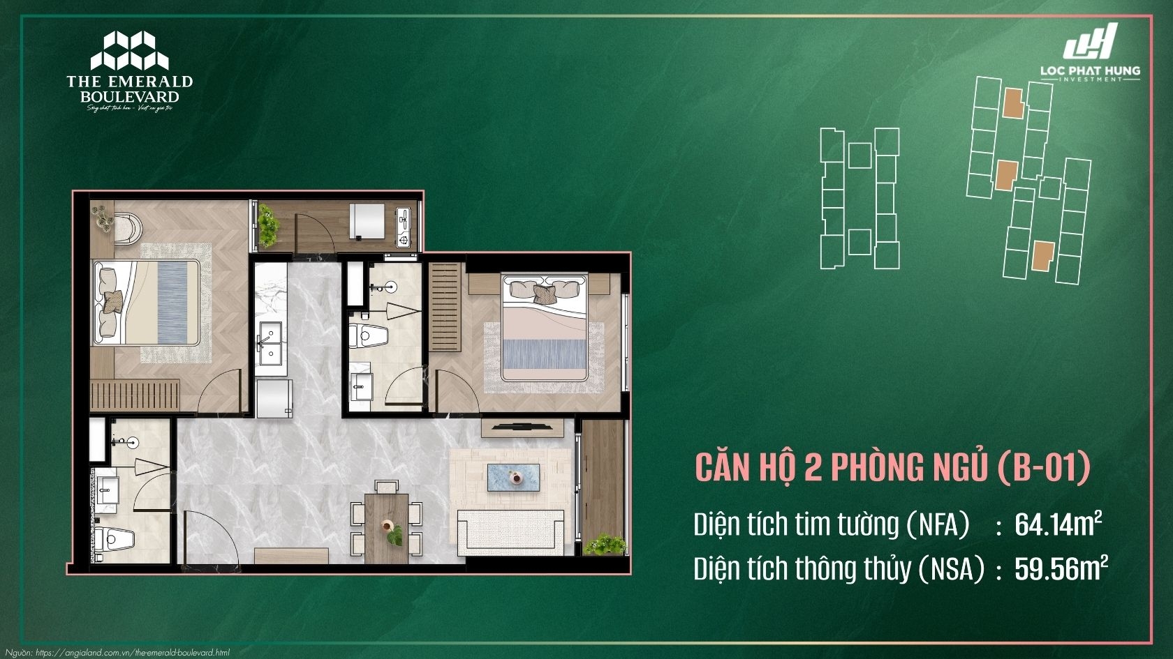 Thiết kế chi tiết căn hộ chung cư cao cấp The Emerald Boulevard