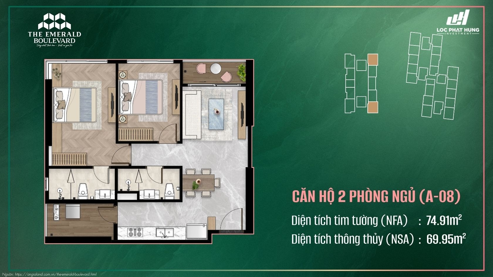 Thiết kế chi tiết căn hộ chung cư cao cấp The Emerald Boulevard